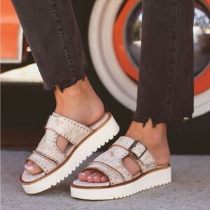 Bed Stu Nancy Nectar Lux Platform Slide Sandals Slip On Distressed 10